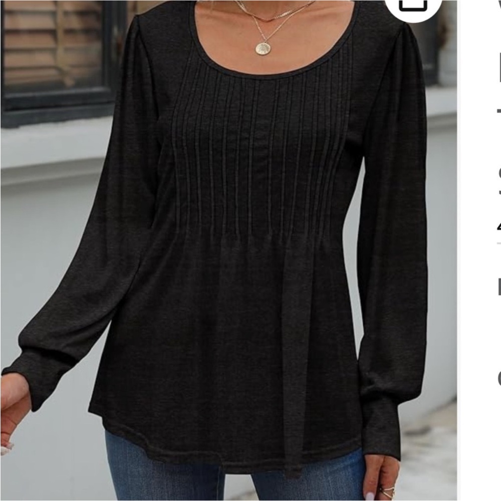 Zaayo long sleeve blouse with banded cuffs pleated chest area Woman’s Med - Picture 8 of 14